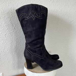 No Boundaries Black Heeled Boots Size 9.5 EUC